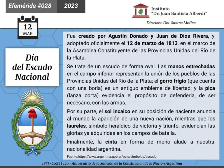 EFEMÉRIDE 12 03 Día del Escudo Nacional Instituto Alberdi